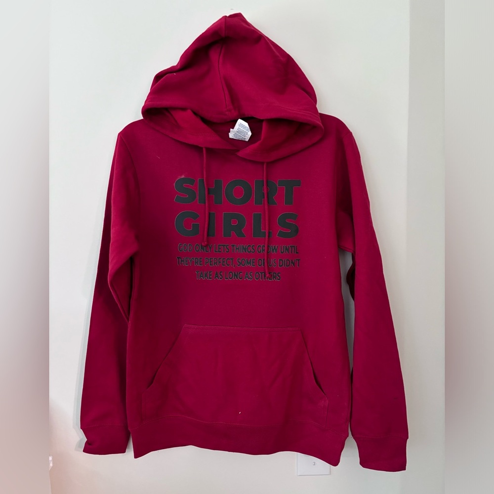 “Short girls” Handmade Red Graphic Sweatshirt Hoodie